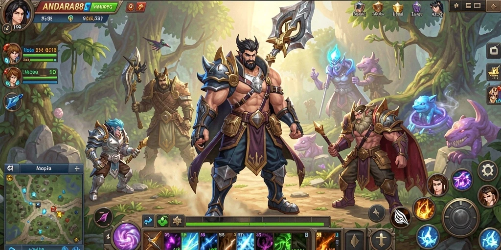 Tampilan gameplay seru di dunia fantastis ANDARA88 MMORPG.
