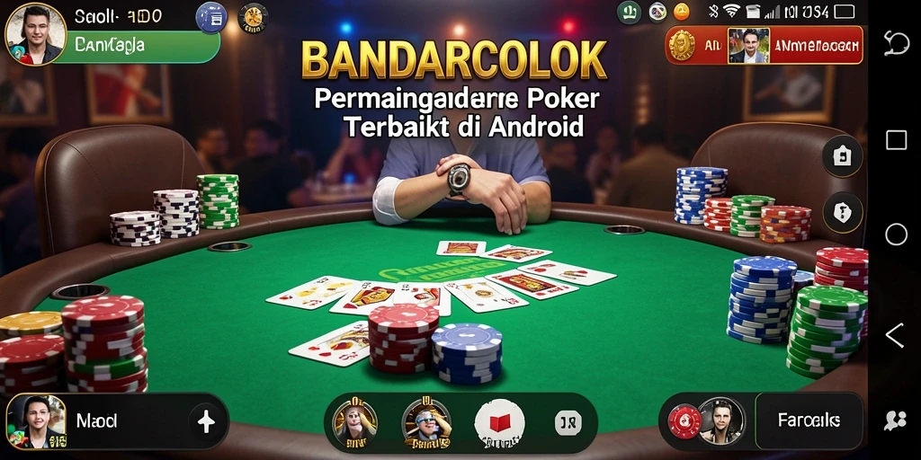 Tampilan gameplay seru dengan pemain berkompetisi di meja poker.