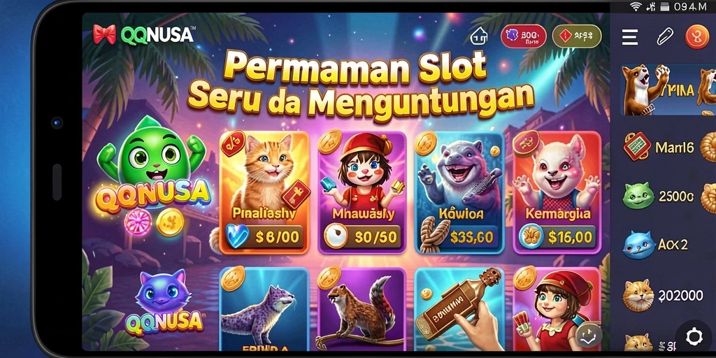 Tampilan gameplay QQNUSA yang seru dan penuh warna.