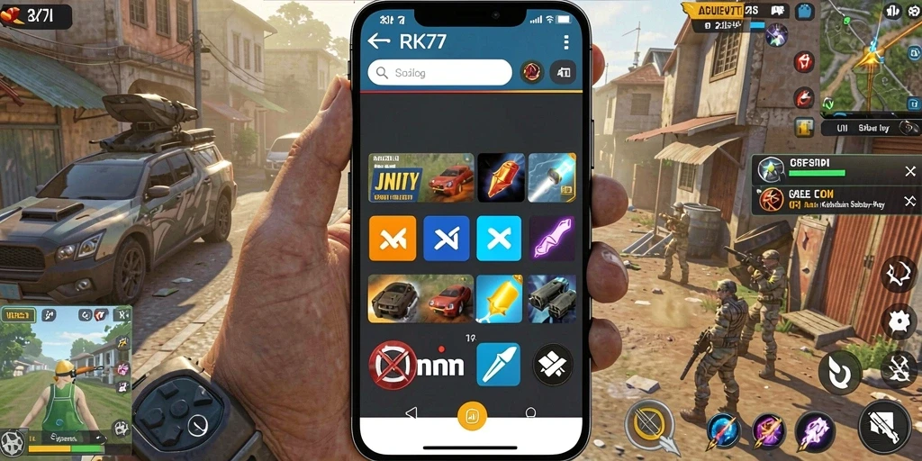 Tampilan utama RK77 dengan fitur-fitur utility yang mudah digunakan.