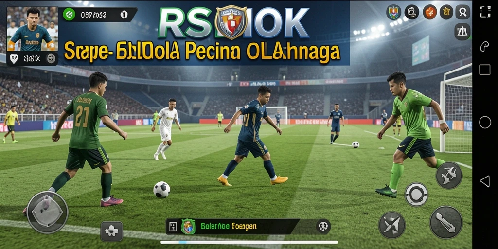 Screenshot gameplay <strong>RSNOK</strong> menunjukkan aksi seru di lapangan sepak bola.