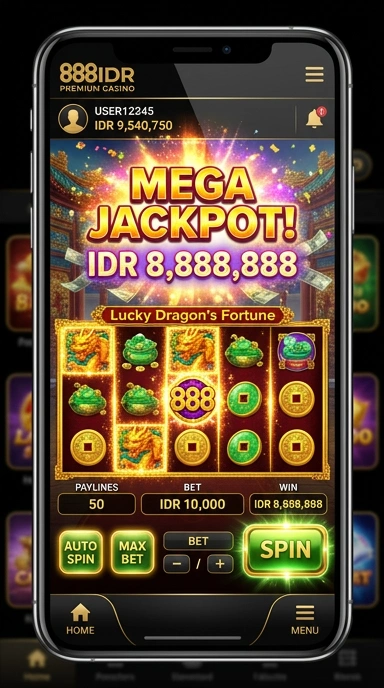 Tampilan utama aplikasi 888idr dengan pilihan kategori.
